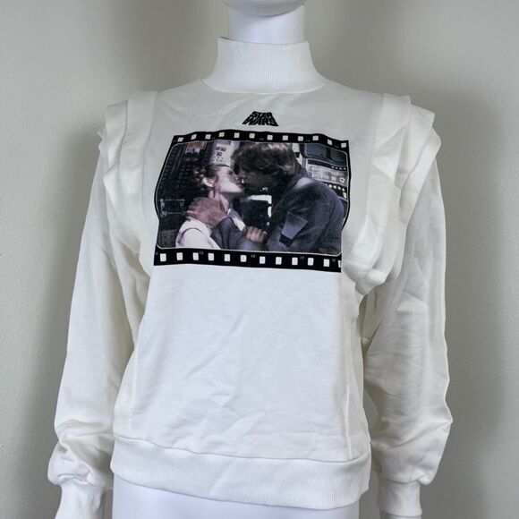Zara Star Wars Disney Women Size M Mock Neck Ruffle Tiered Pullover NEW Sweater - Picture 5 of 11